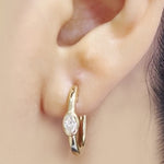 Load image into Gallery viewer, 0.50 Carat Lab Diamond Single Oval Bezel Huggie Earring For Women 14K Gold