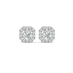 Load image into Gallery viewer, Asscher Cut Halo Stud Earring For Women In 14K White Gold | Cuts & Carat