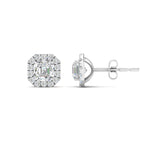 Load image into Gallery viewer, Asscher Cut Halo Stud Earring For Women In 14K White Gold | Cuts & Carat
