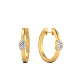 Load image into Gallery viewer, 0.50 Carat Lab Diamond Single Oval Bezel Huggie Earring For Women 14K Gold