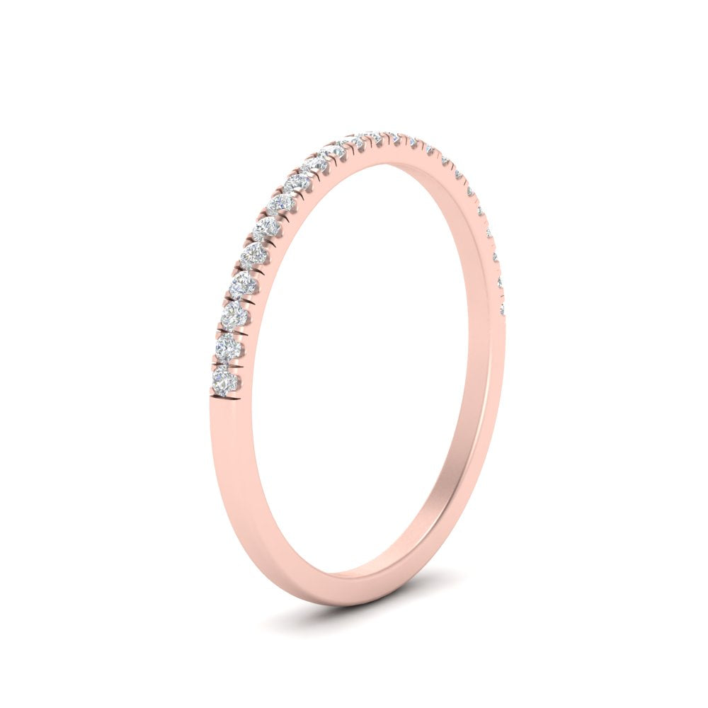 0.15 Carat Lab Grown Petite Micropave Diamond Wedding Ring For Women 14K Gold