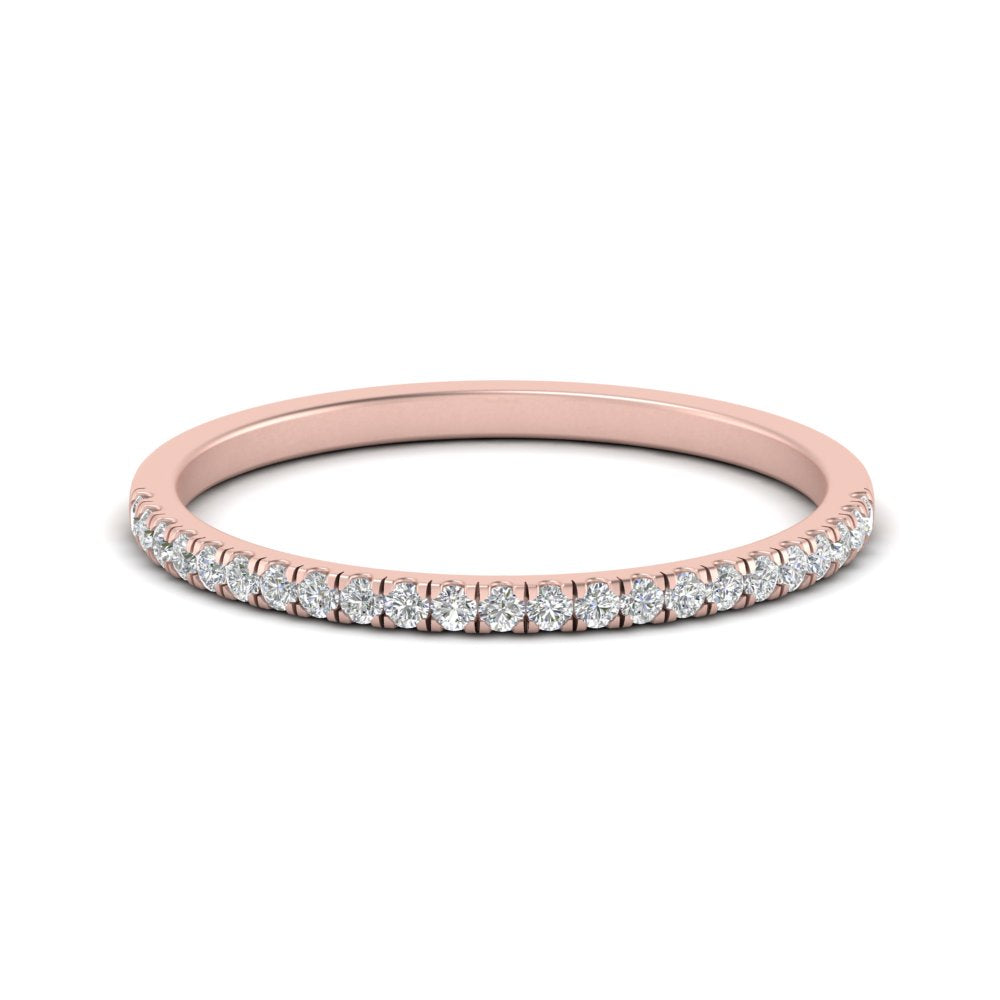 0.15 Carat Lab Grown Petite Micropave Diamond Wedding Ring For Women 14K Gold