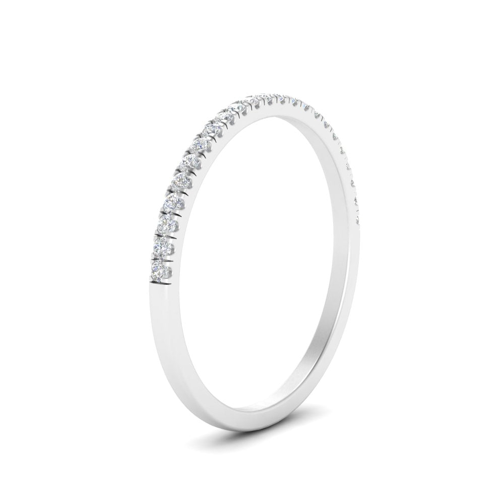 0.15 Carat Lab Grown Petite Micropave Diamond Wedding Ring For Women 14K Gold