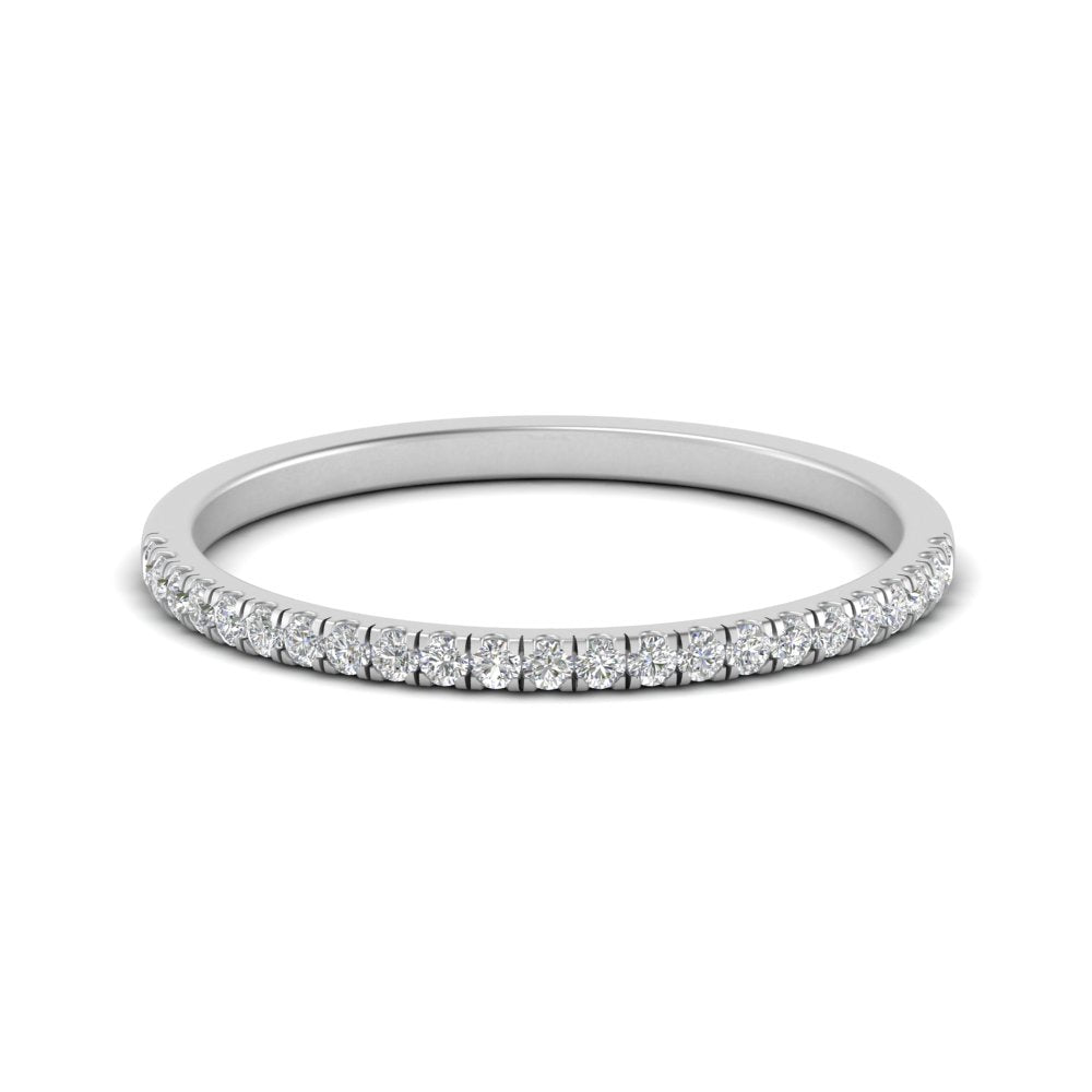 0.15 Carat Lab Grown Petite Micropave Diamond Wedding Ring For Women 14K Gold