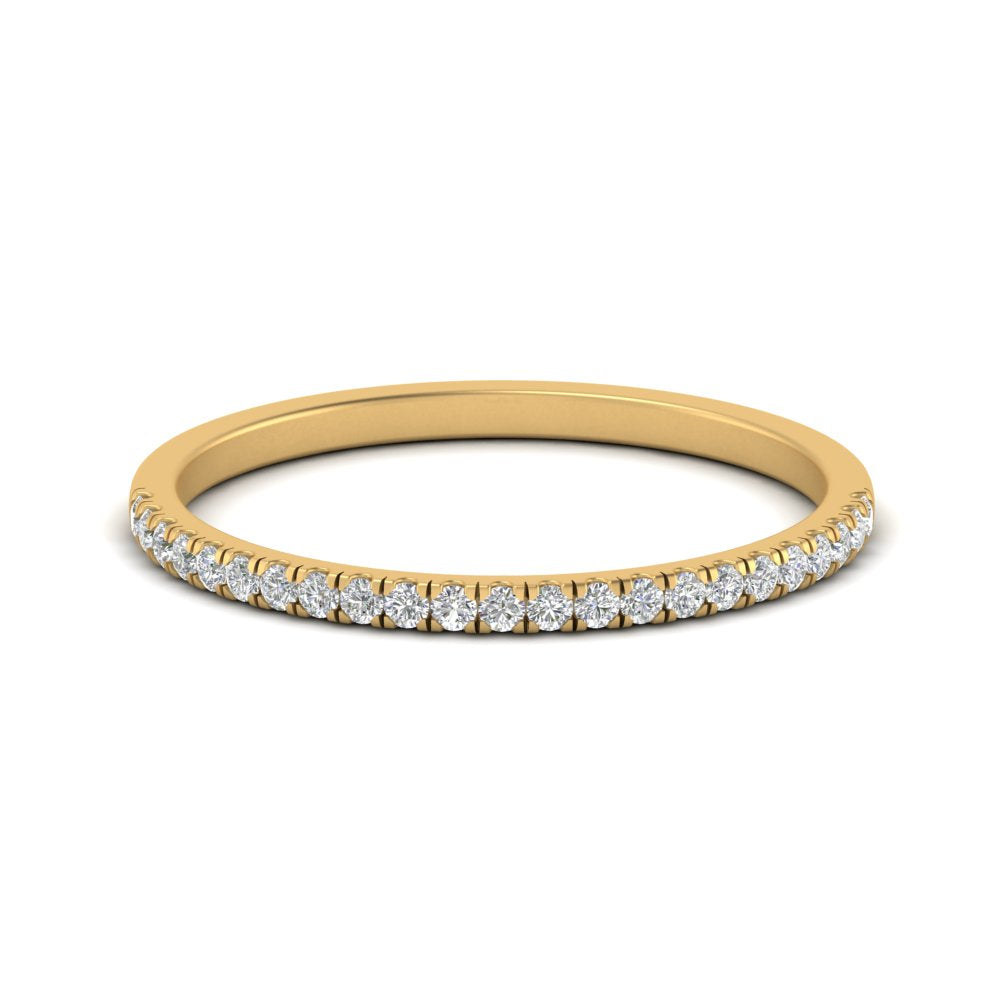 0.15 Carat Lab Grown Petite Micropave Diamond Wedding Ring For Women 14K Gold
