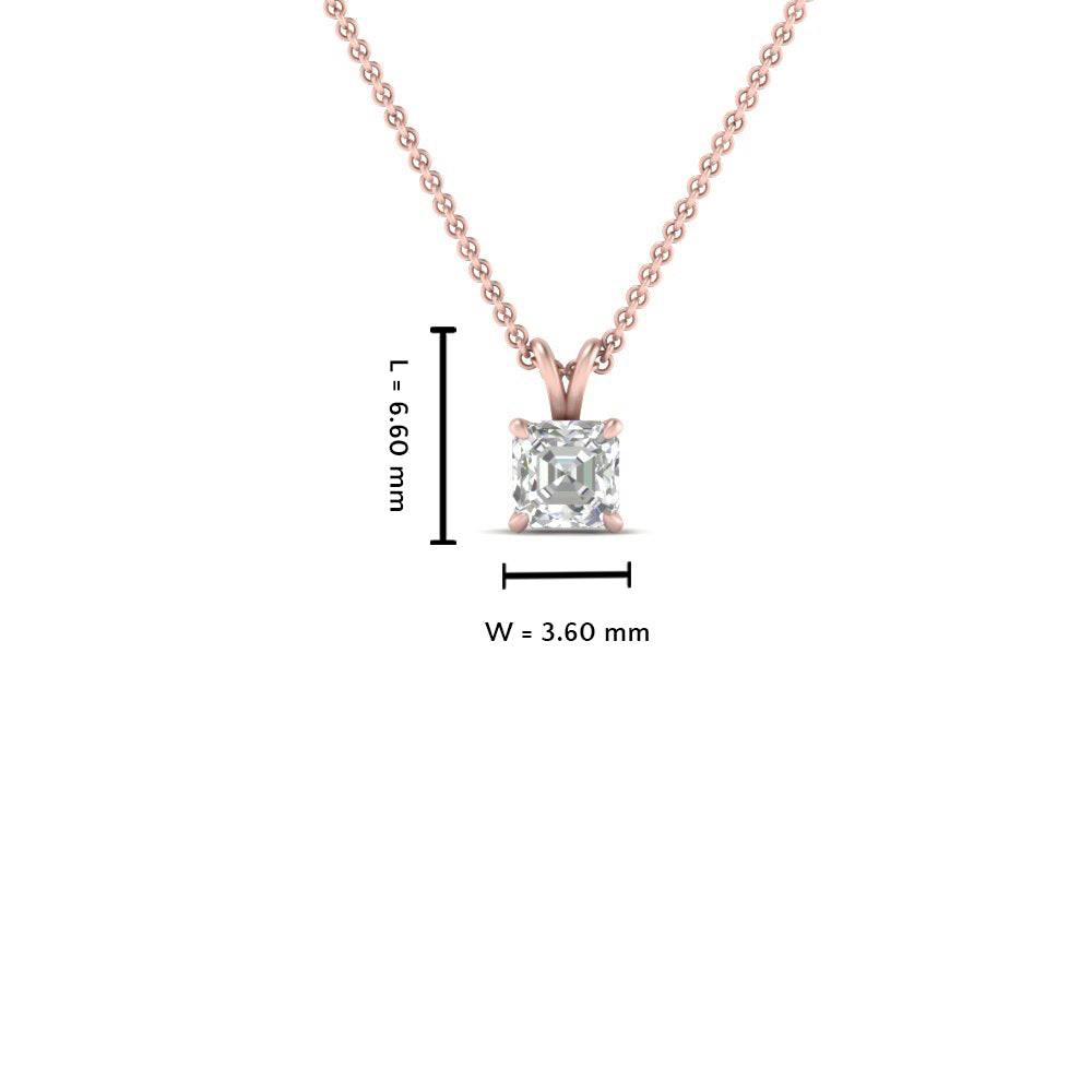 0.25 Ctw To 1 Ctw Asscher Lab Diamond Solitaire Pendant For Women 14K Gold