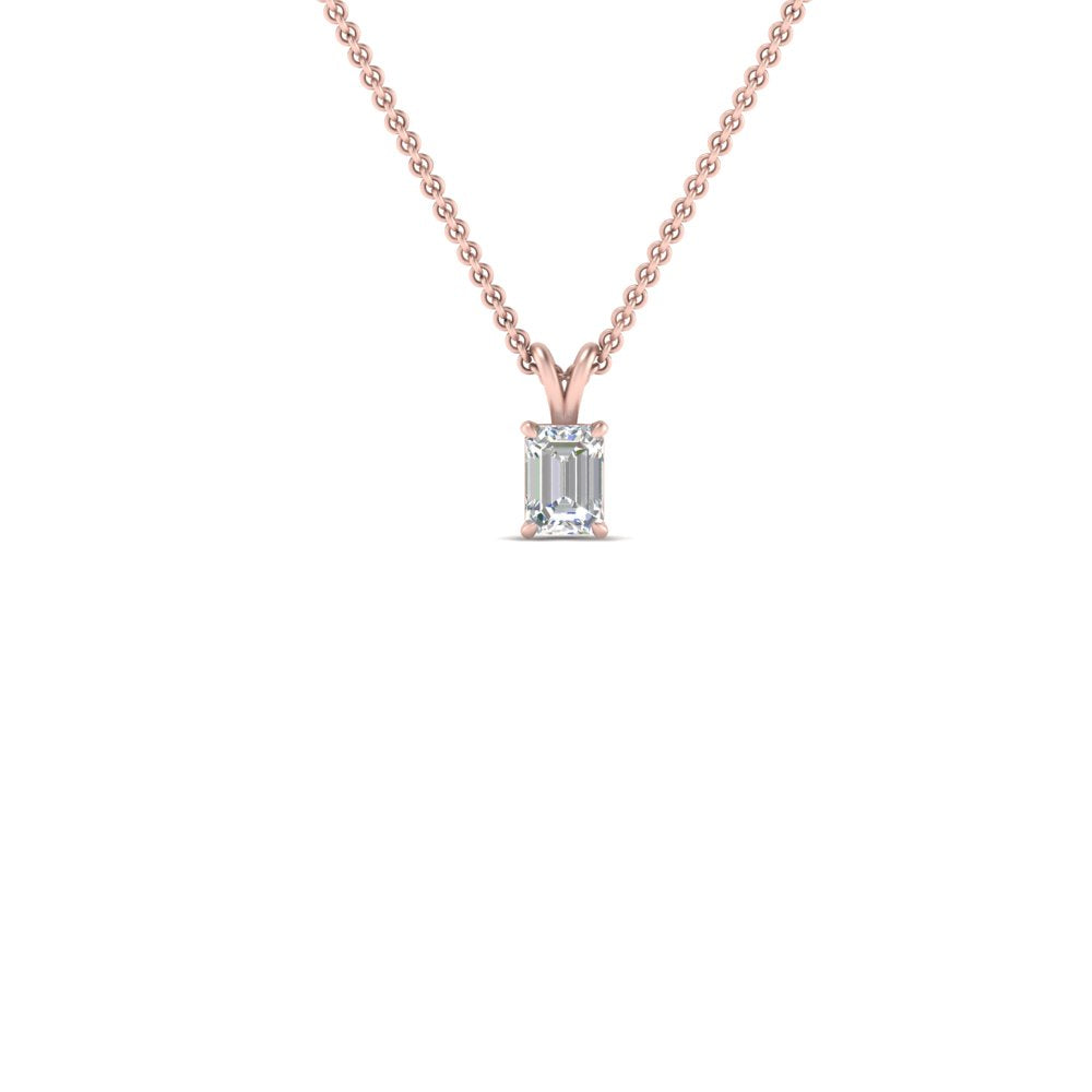 0.25 Ctw To 1 Ctw Emerald Lab Diamond Solitaire Pendant For Women 14K Gold