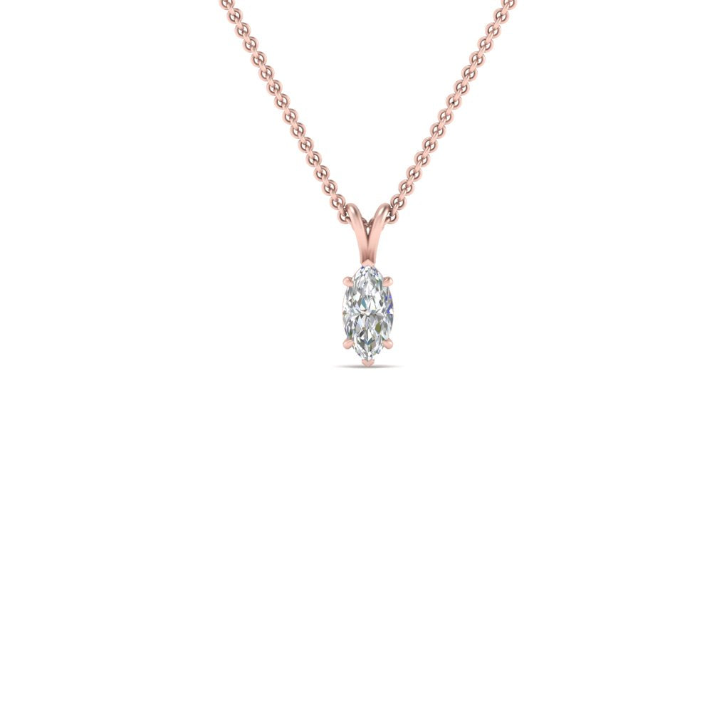 0.25 Ctw To 1 Ctw Marquise Lab Diamond Solitaire Pendant For Women 14K Gold