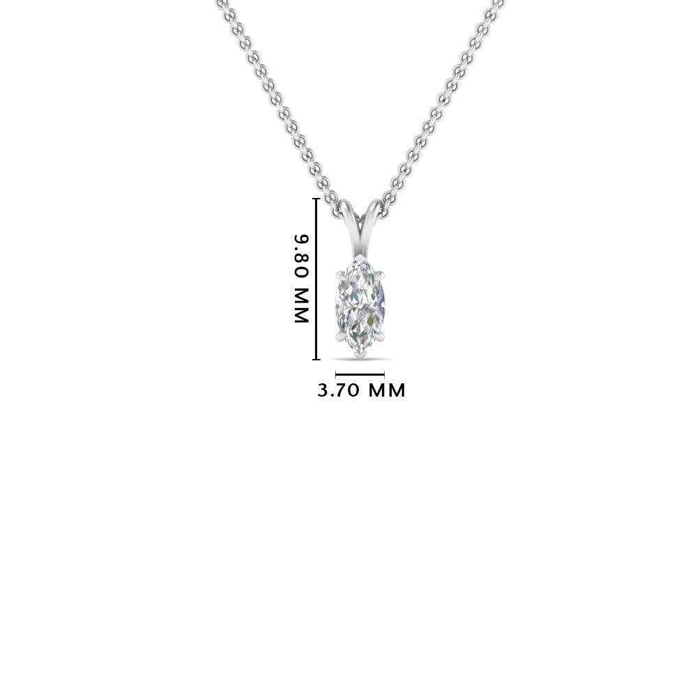 0.25 Ctw To 1 Ctw Marquise Lab Diamond Solitaire Pendant For Women 14K Gold