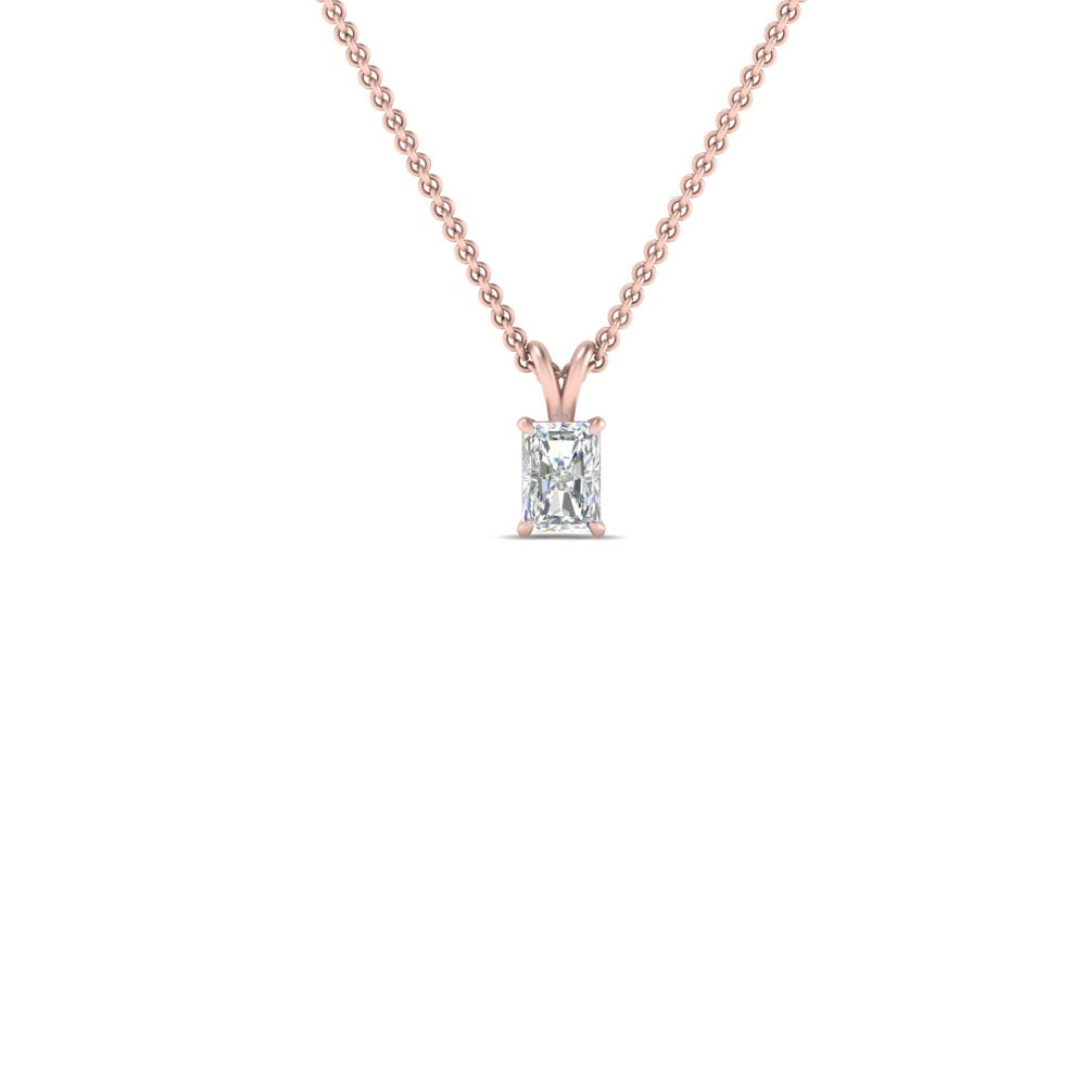 0.25 Ctw To 1 Ctw Radiant Lab Diamond Solitaire Pendant For Women 14K Gold
