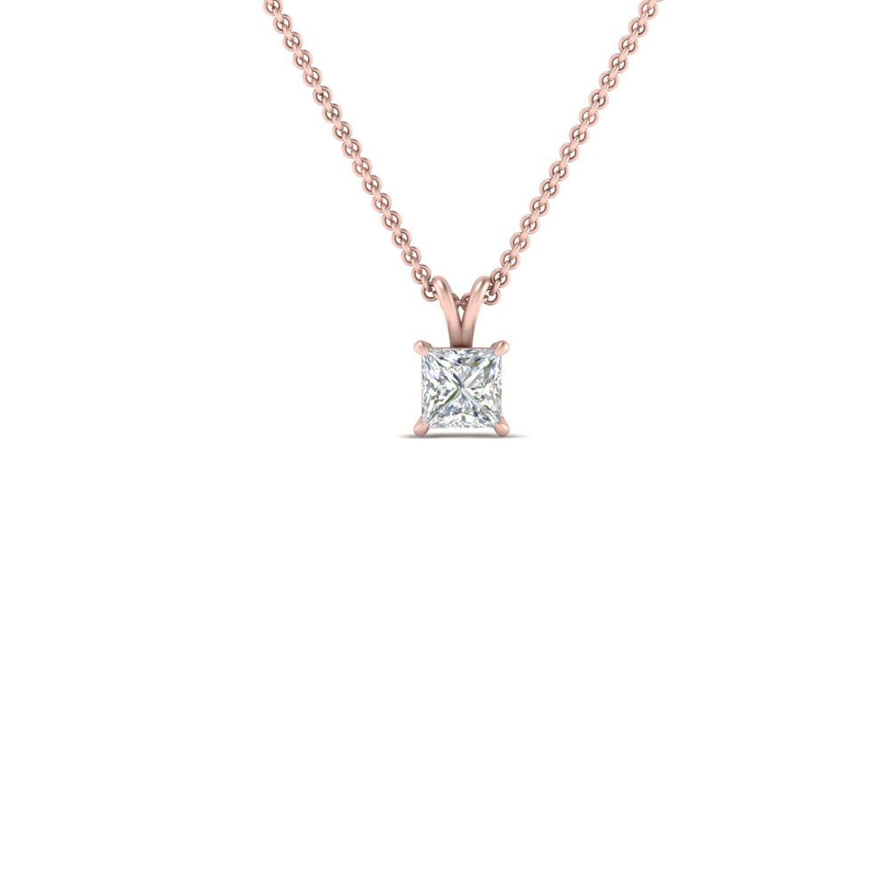 0.25 Ctw To 1 Ctw Princess Lab Diamond Solitaire Pendant For Women 14K Gold