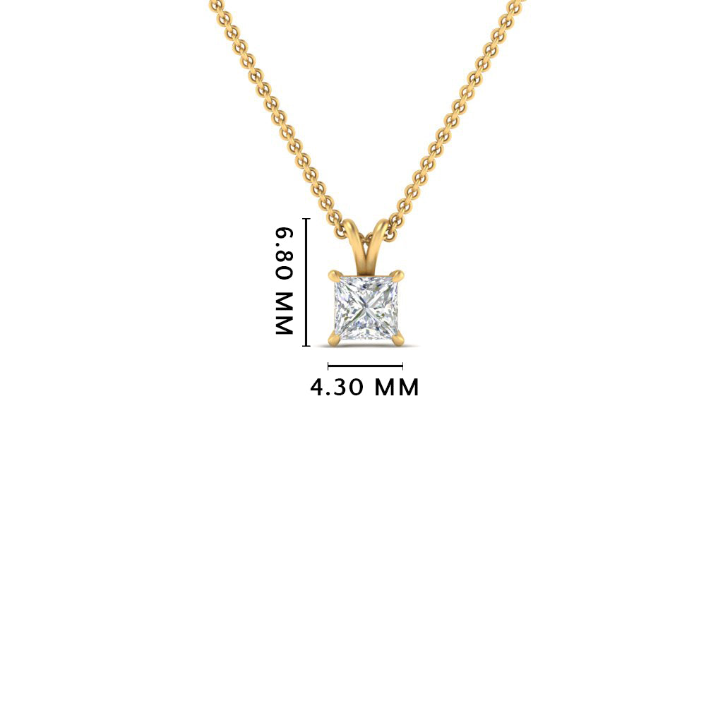 0.25 Ctw To 1 Ctw Princess Lab Diamond Solitaire Pendant For Women 14K Gold