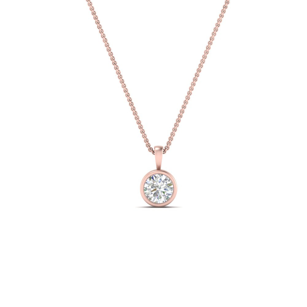 0.25 Ctw To 5 Ctw Round Lab Diamond Bezel Solitaire Pendant For Women 14K Gold