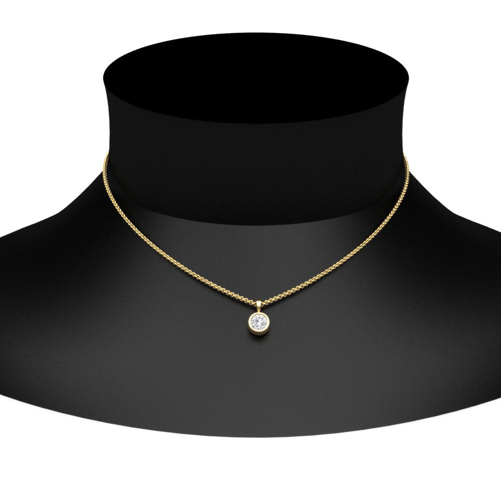 0.25 Ctw To 5 Ctw Round Lab Diamond Bezel Solitaire Pendant For Women 14K Gold