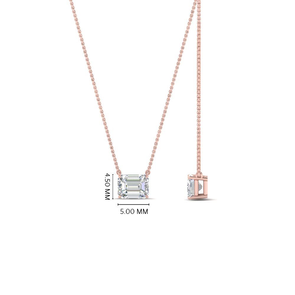 0.25 Ctw To 1 Ctw Emerald Lab Diamond East West Solitaire Pendant For Women 14K Gold
