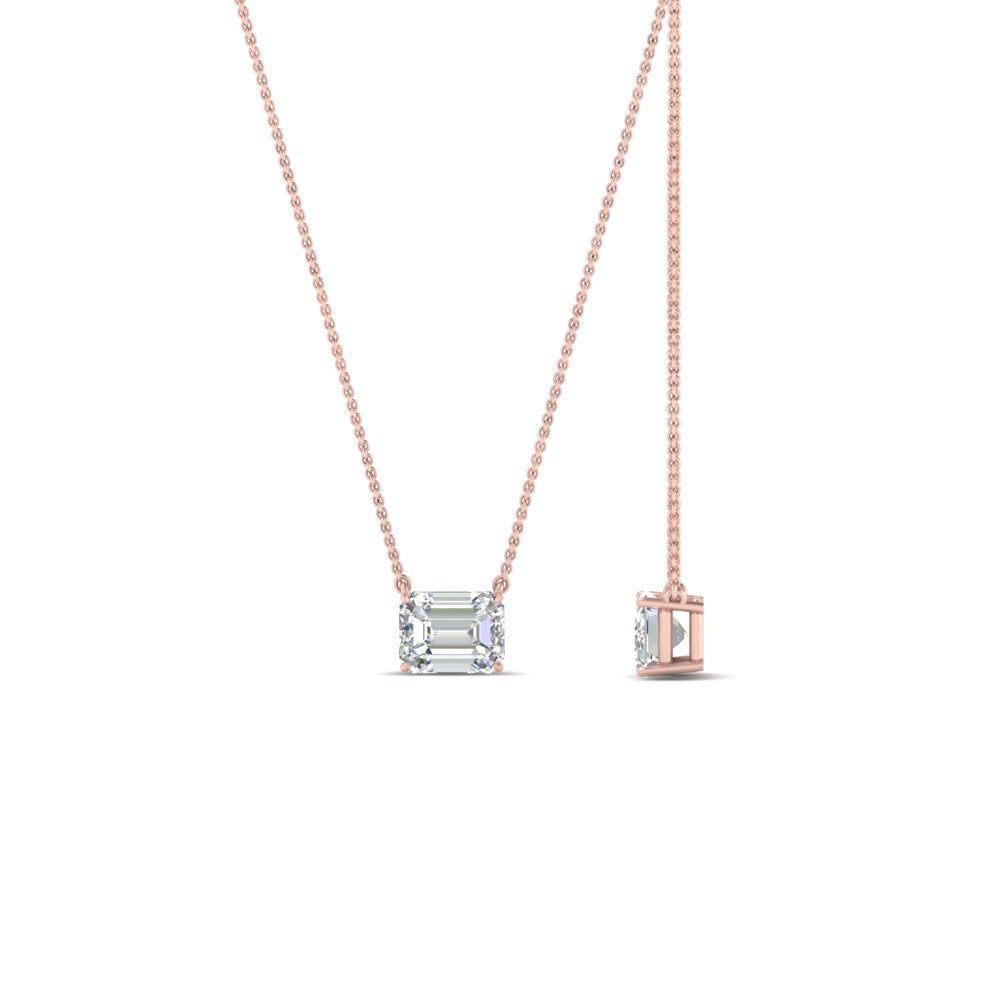 0.25 Ctw To 1 Ctw Emerald Lab Diamond East West Solitaire Pendant For Women 14K Gold