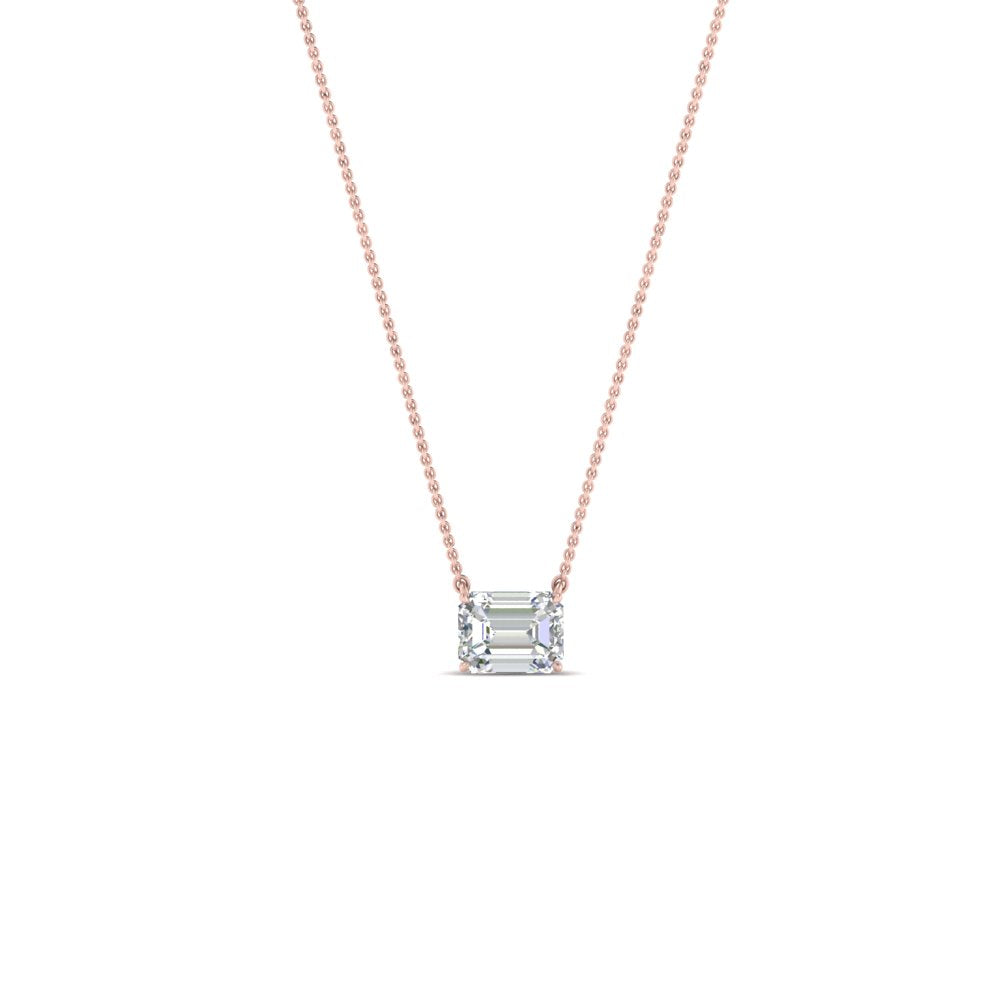 0.25 Ctw To 1 Ctw Emerald Lab Diamond East West Solitaire Pendant For Women 14K Gold