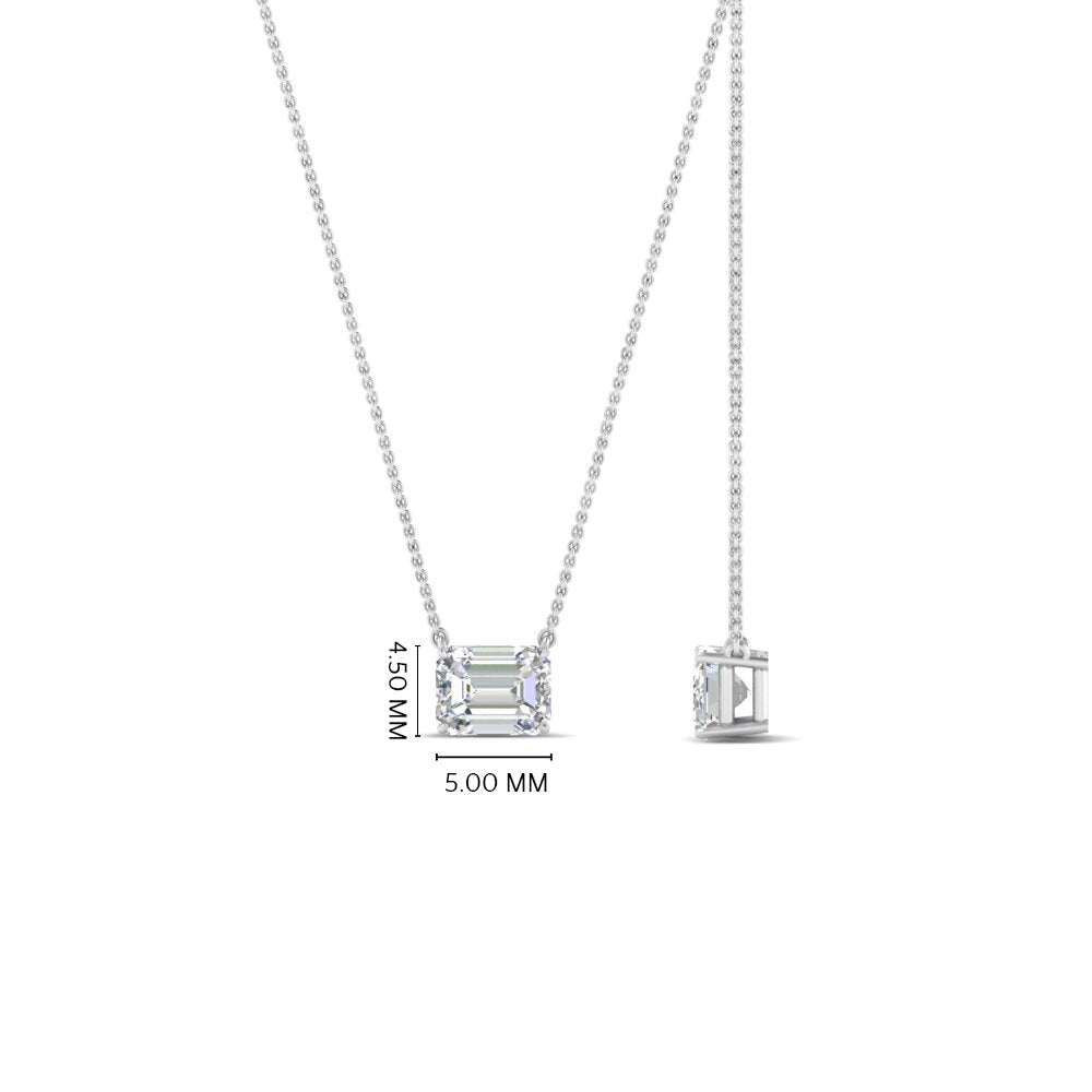 0.25 Ctw To 1 Ctw Emerald Lab Diamond East West Solitaire Pendant For Women 14K Gold