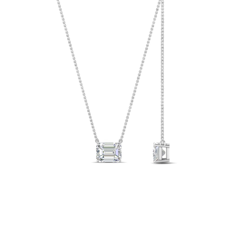 0.25 Ctw To 1 Ctw Emerald Lab Diamond East West Solitaire Pendant For Women 14K Gold