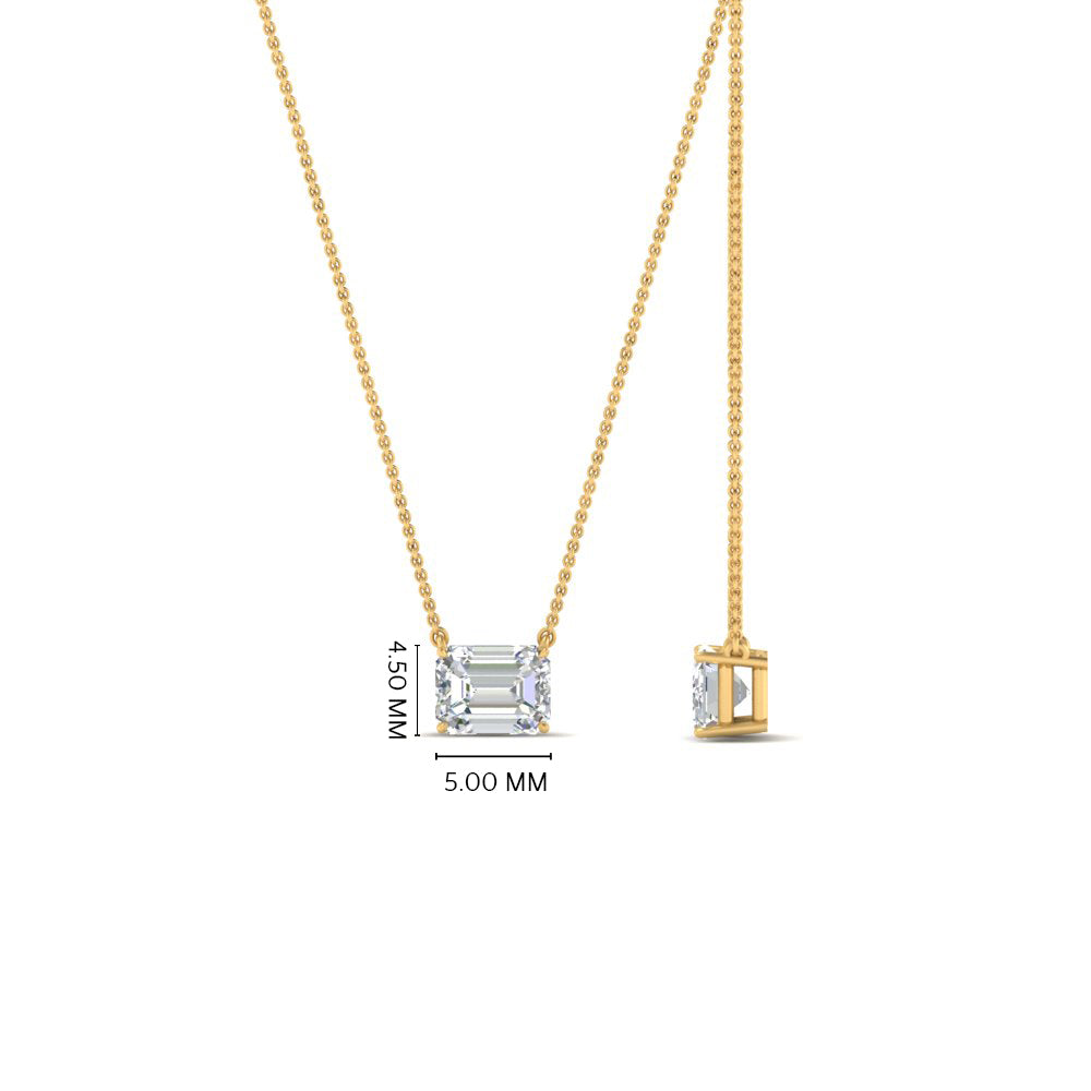0.25 Ctw To 1 Ctw Emerald Lab Diamond East West Solitaire Pendant For Women 14K Gold