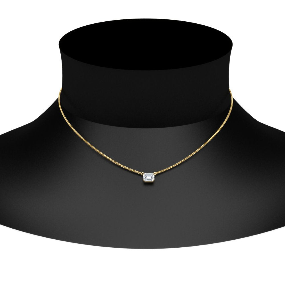 0.25 Ctw To 1 Ctw Emerald Lab Diamond East West Solitaire Pendant For Women 14K Gold