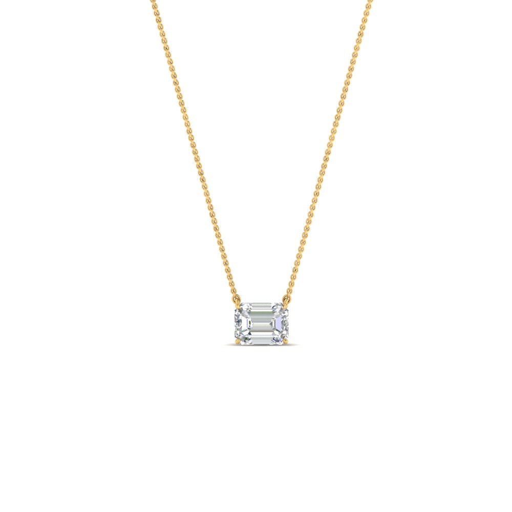 0.25 Ctw To 1 Ctw Emerald Lab Diamond East West Solitaire Pendant For Women 14K Gold