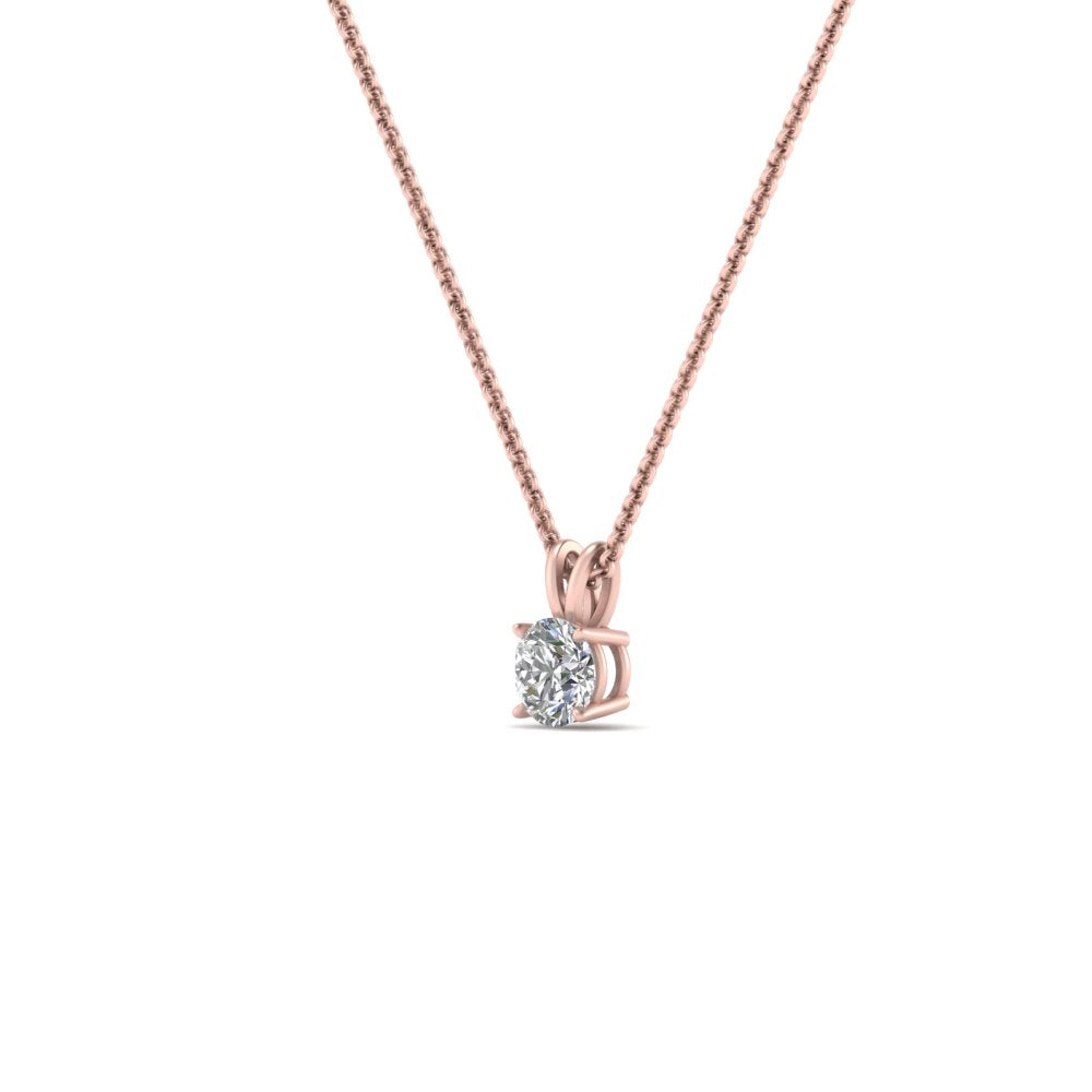 0.25 Ctw To 5 Ctw Round Cut Lab Diamond 4 Prong Solitaire Pendant For Women 14K Gold