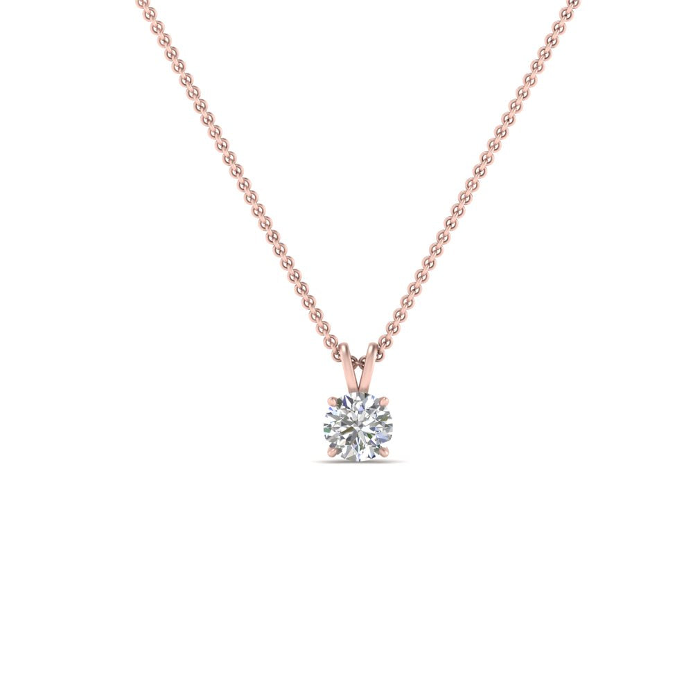 0.25 Ctw To 5 Ctw Round Cut Lab Diamond 4 Prong Solitaire Pendant For Women 14K Gold
