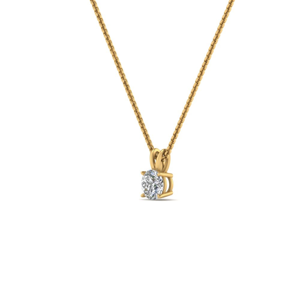 0.25 Ctw To 5 Ctw Round Cut Lab Diamond 4 Prong Solitaire Pendant For Women 14K Gold