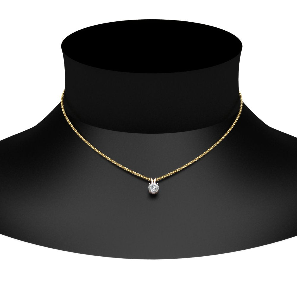 0.25 Ctw To 5 Ctw Round Cut Lab Diamond 4 Prong Solitaire Pendant For Women 14K Gold