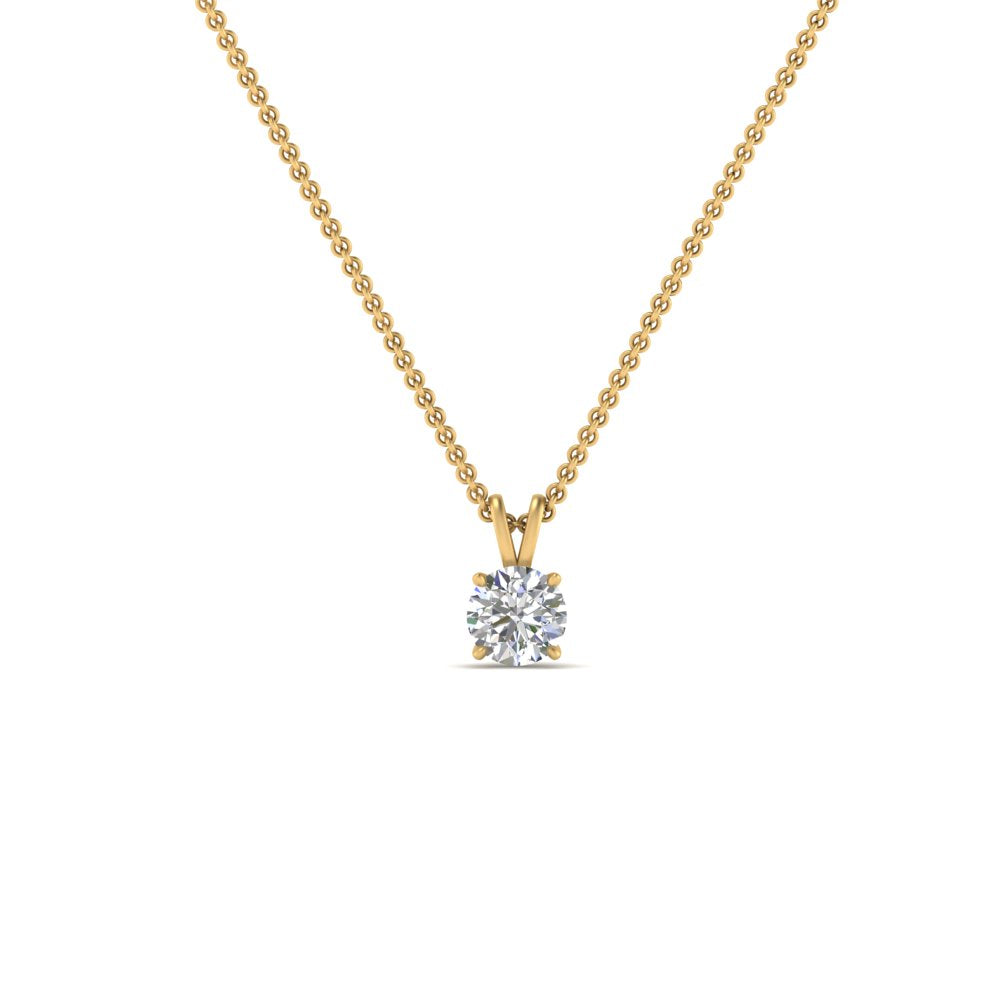 0.25 Ctw To 5 Ctw Round Cut Lab Diamond 4 Prong Solitaire Pendant For Women 14K Gold