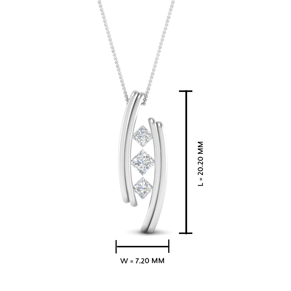 Three Square Lab Diamond Pendant For Women 14K Gold