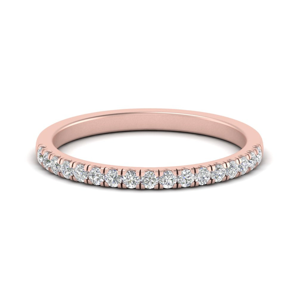 0.30 Carat Lab Grown Petite Micropave Diamond Wedding Ring For Women 14K Gold