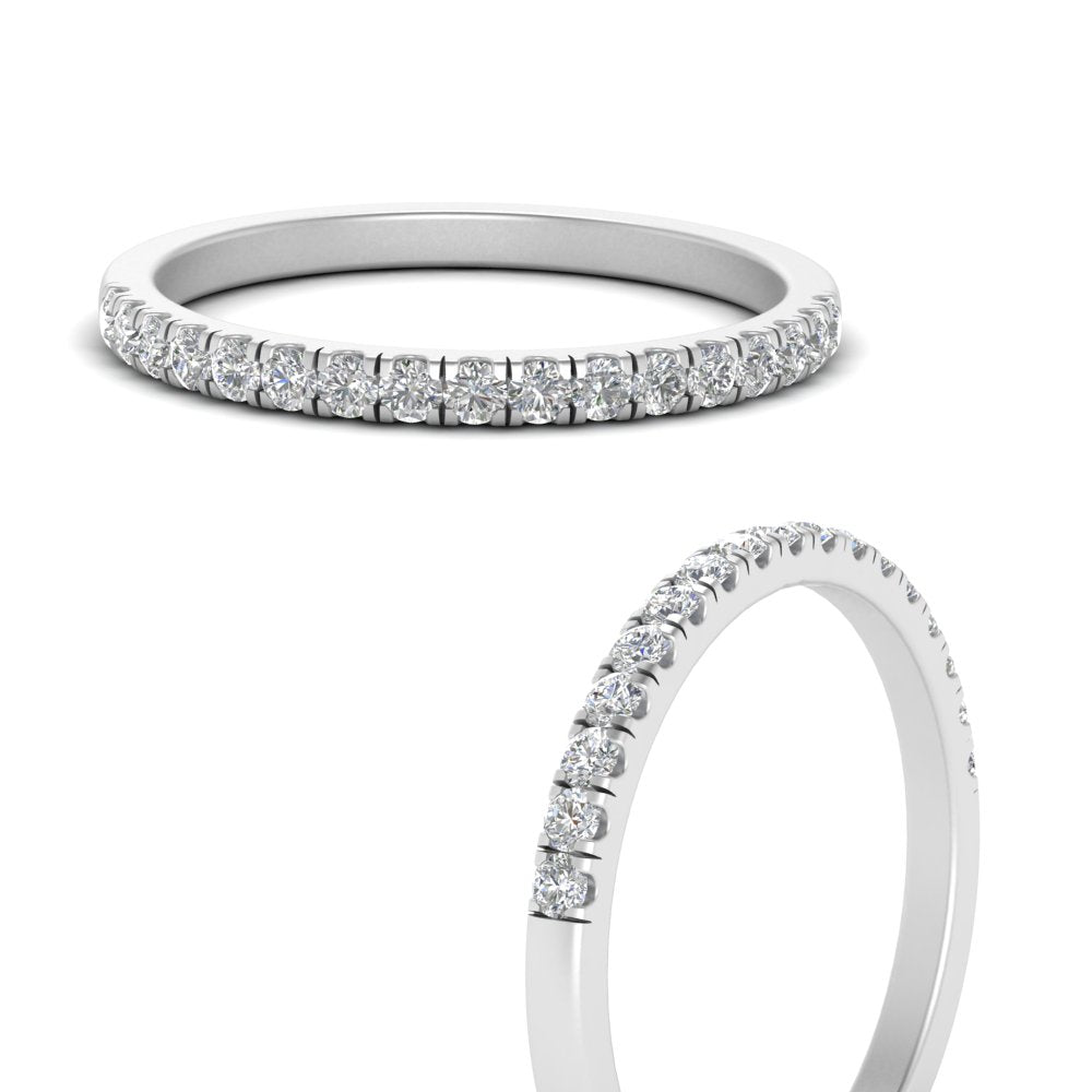 0.30  Carat Lab Grown Petite Micropave Diamond Wedding Ring For Women 14K Gold