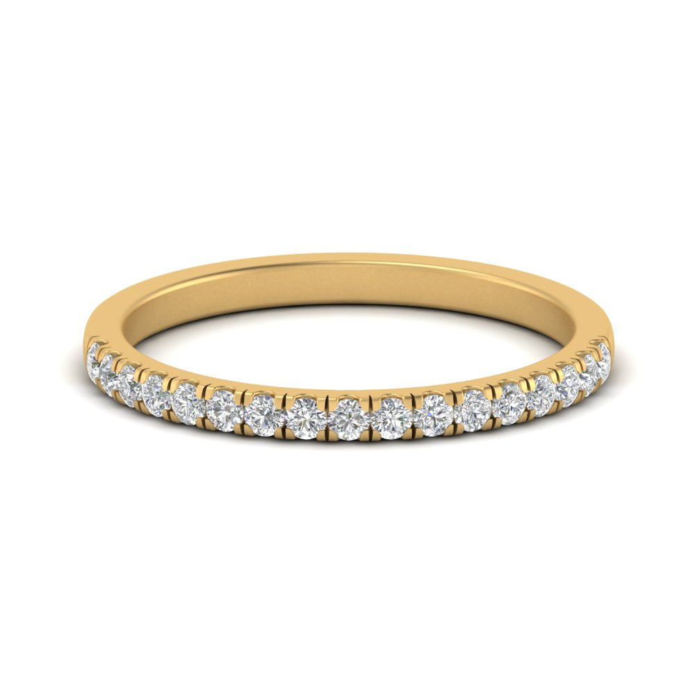 0.30 Carat Lab Grown Petite Micropave Diamond Wedding Ring For Women 14K Gold