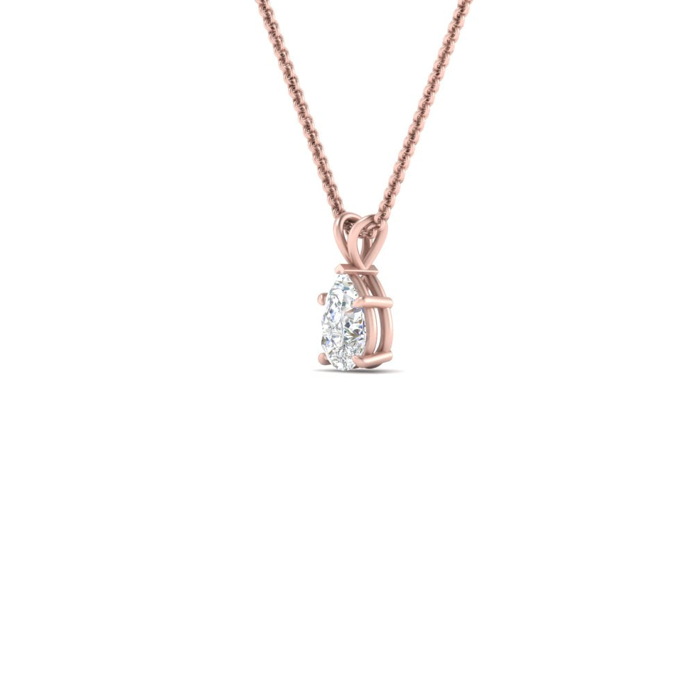 Pear Lab Diamond Solitaire Pendant For Women 14K Gold