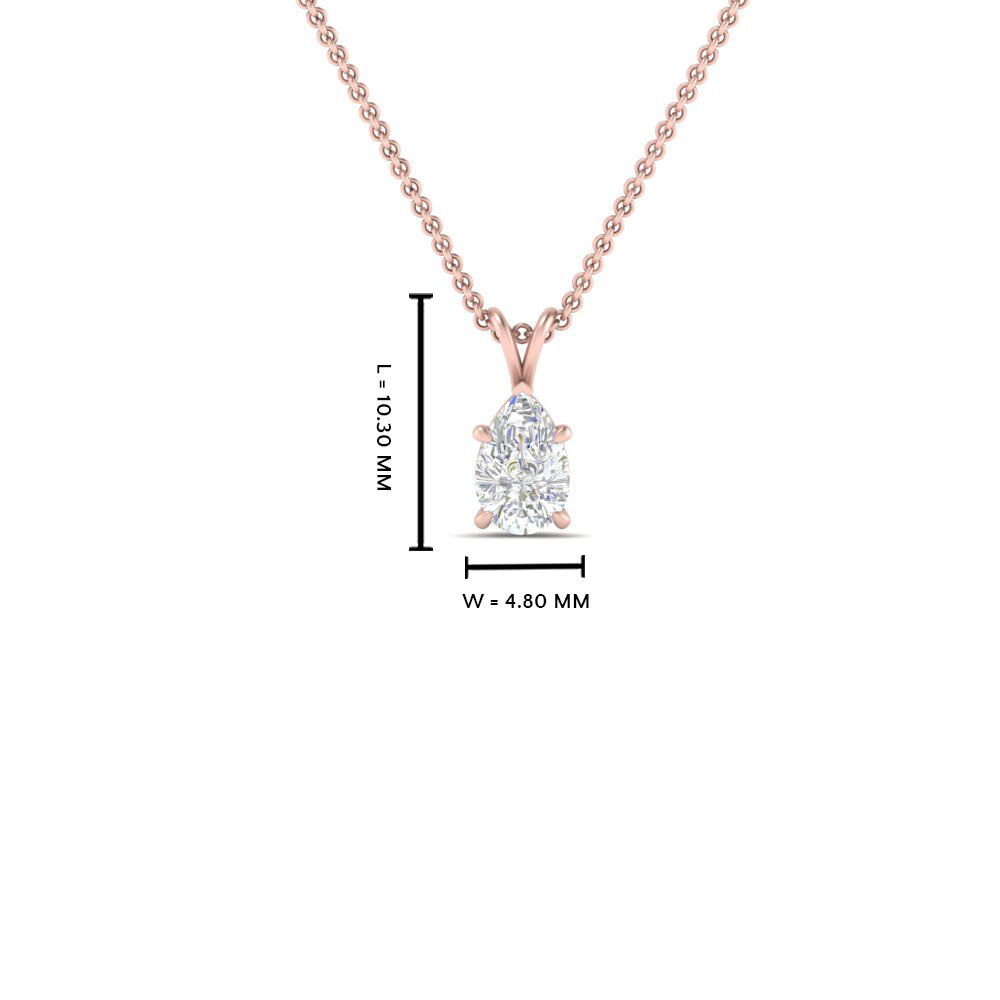 Pear Lab Diamond Solitaire Pendant For Women 14K Gold