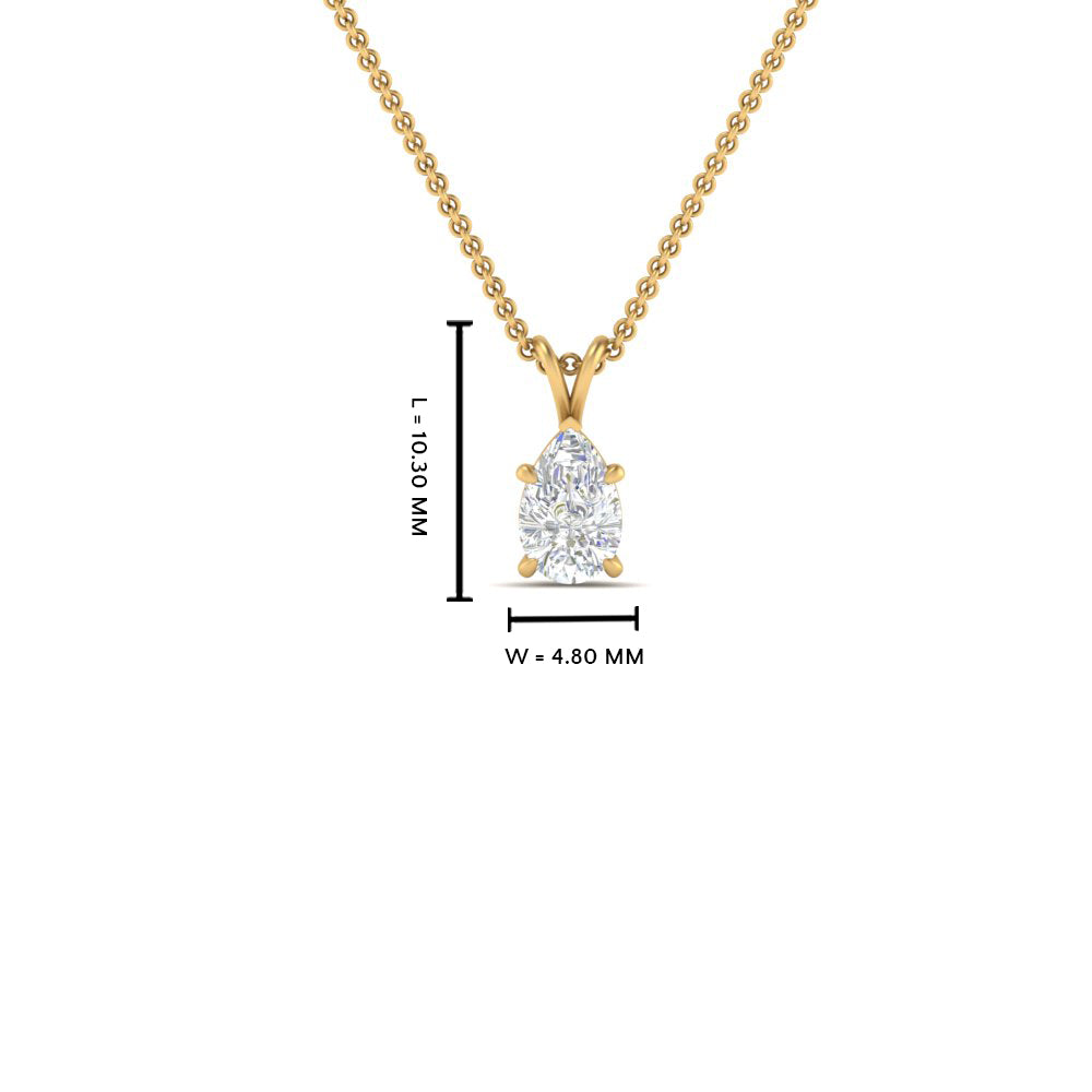 Pear Lab Diamond Solitaire Pendant For Women 14K Gold