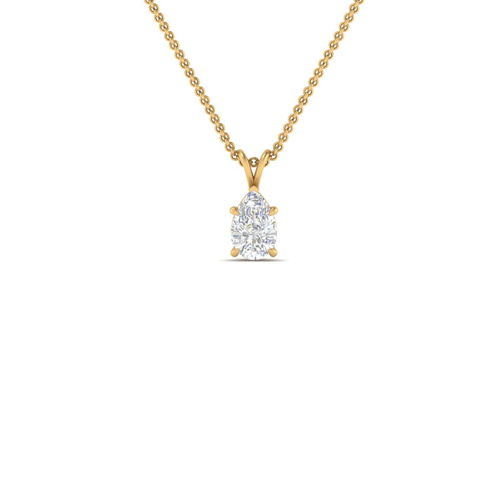 Pear Lab Diamond Solitaire Pendant For Women 14K Gold