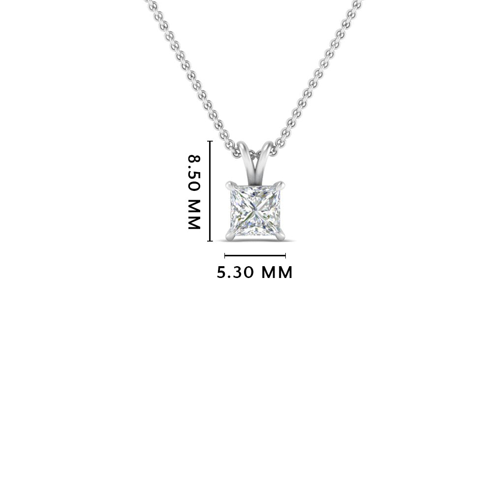 Princess Cut Lab Diamond Solitaire Pendant For Women 14K Gold