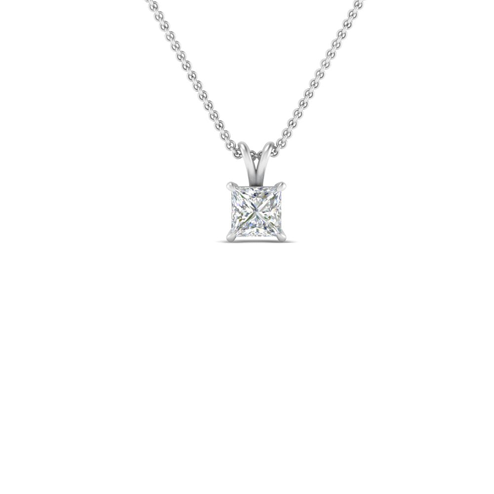 Princess Cut Lab Diamond Solitaire Pendant For Women 14K Gold