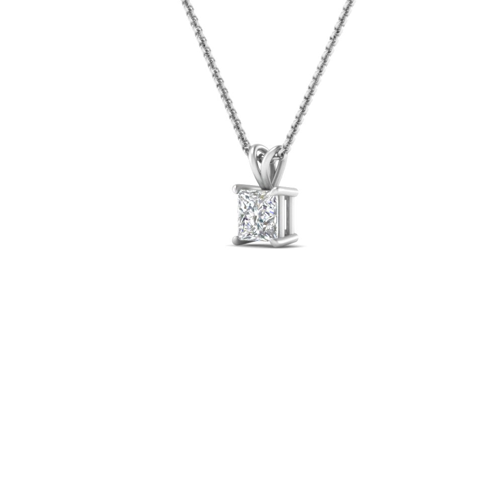 Princess Cut Lab Diamond Solitaire Pendant For Women 14K Gold