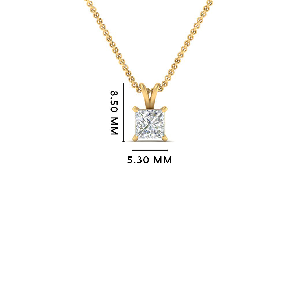 Princess Cut Lab Diamond Solitaire Pendant For Women 14K Gold