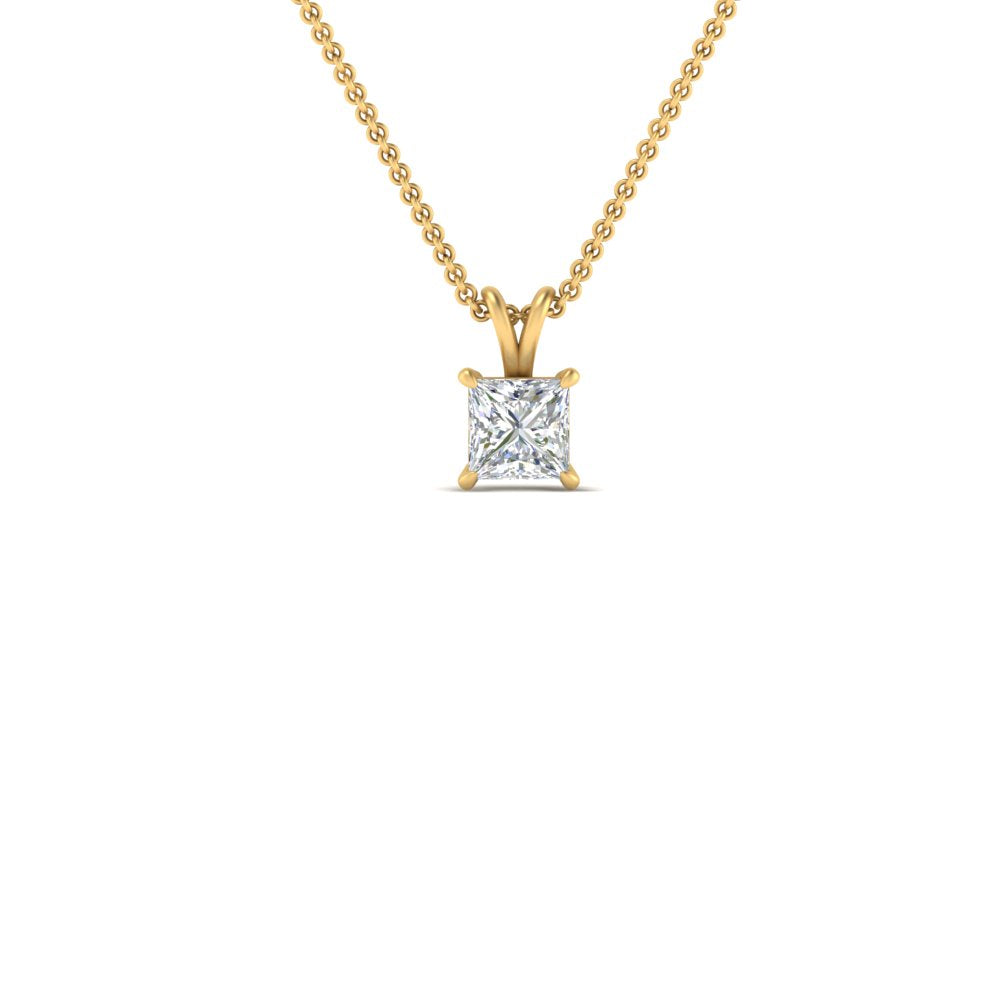 Princess Cut Lab Diamond Solitaire Pendant For Women 14K Gold