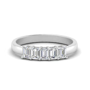 Five Stone Emerald Cut Lab Diamond Ring 14K Gold