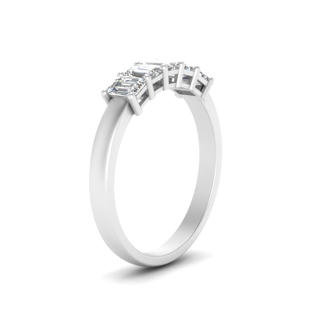 Five Stone Emerald Cut Lab Diamond Ring 14K Gold