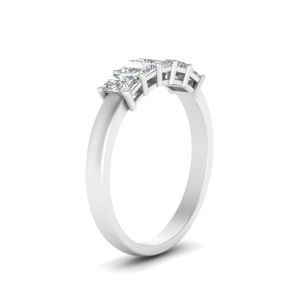 0.50 To 5 Ct Radiant Cut Five Stone Wedding Band 14k Gold