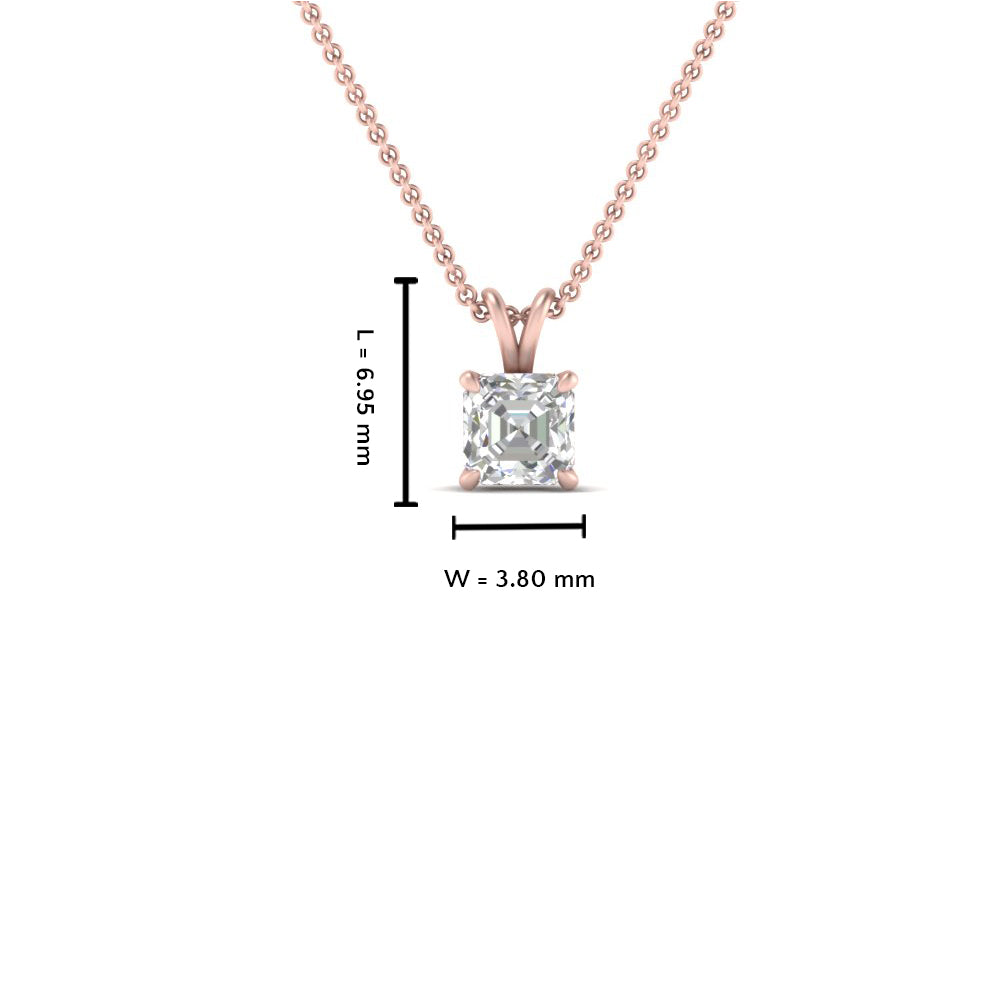 Asscher Lab Diamond Solitaire Pendant For Women 14K Gold
