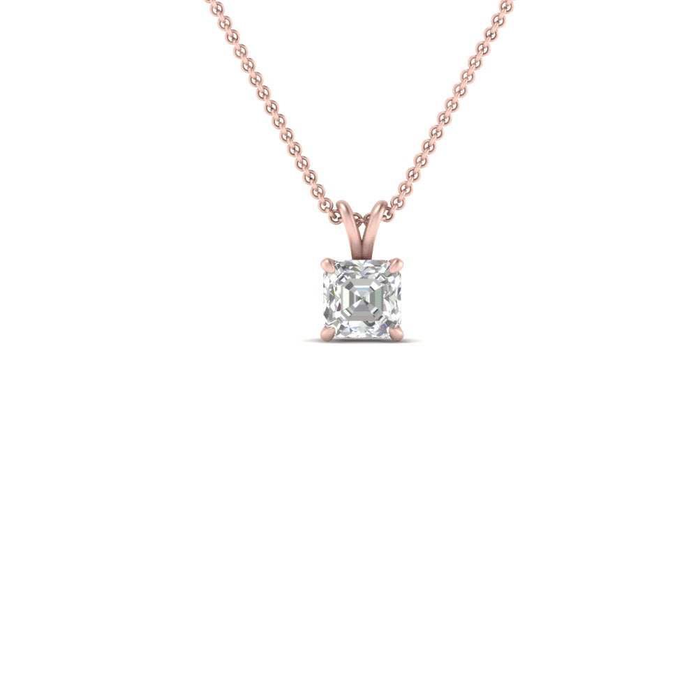 Asscher Lab Diamond Solitaire Pendant For Women 14K Gold