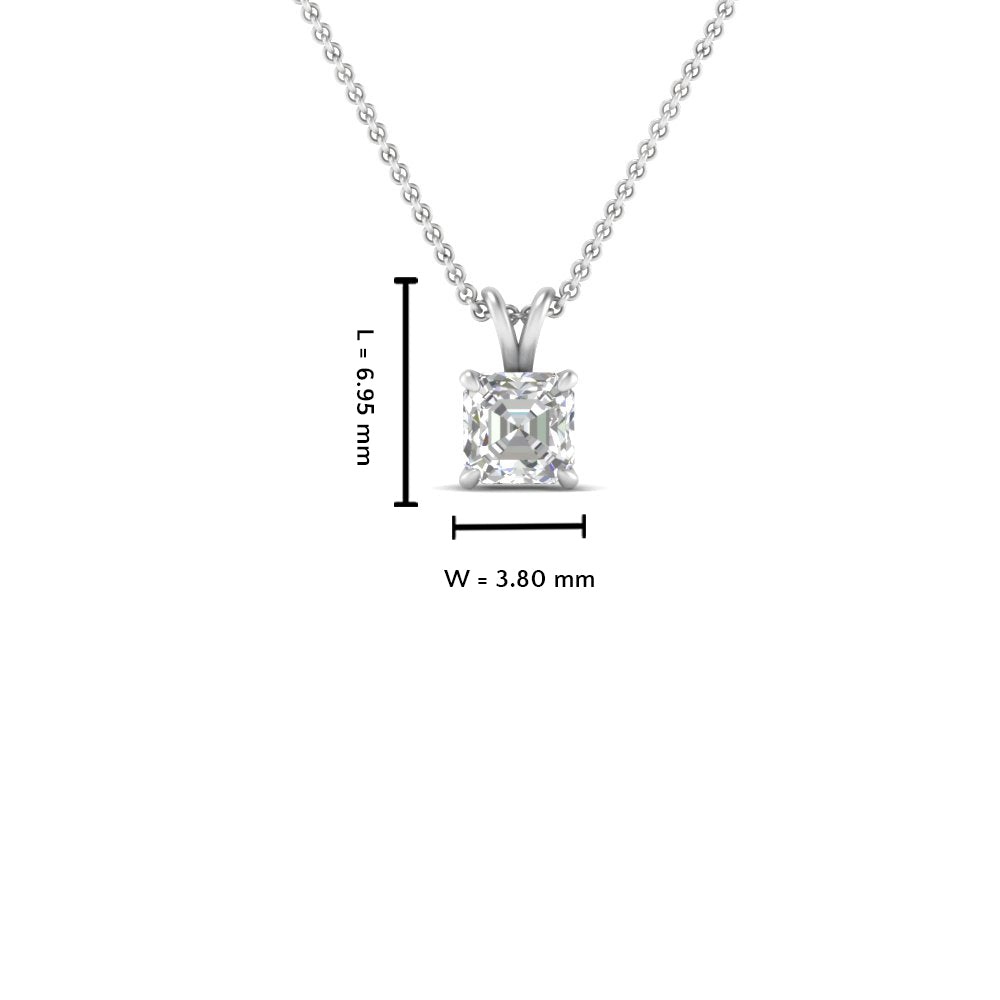 Asscher Lab Diamond Solitaire Pendant For Women 14K Gold